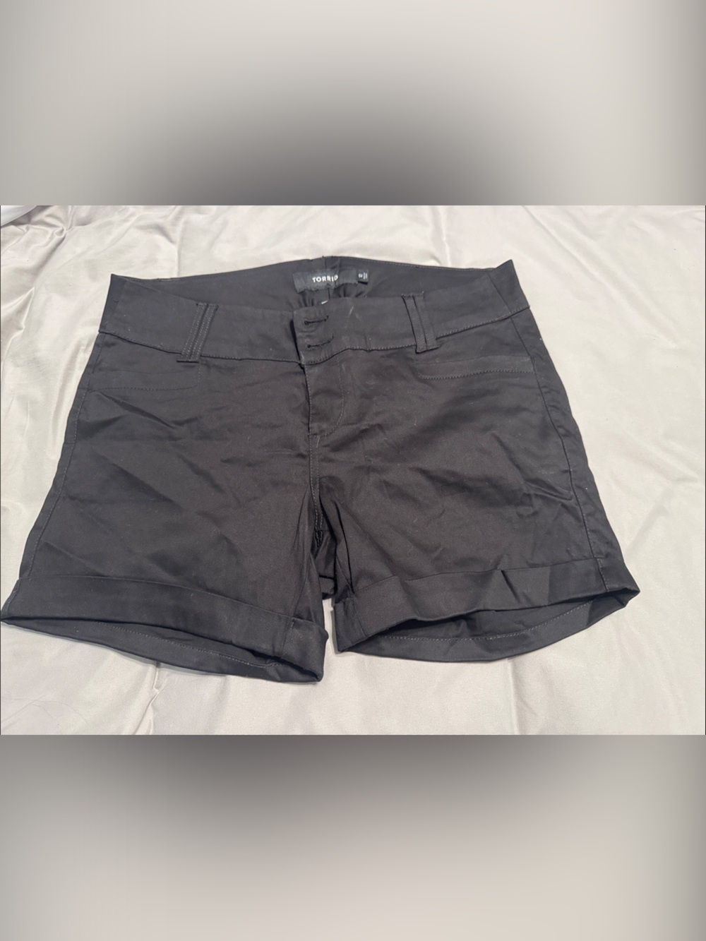 TORRID Black Flat-Front Stretch Short with Cuffed Hem